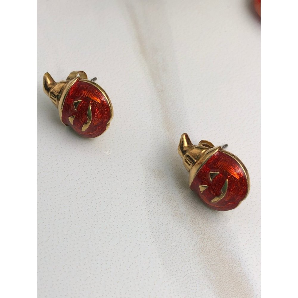 Vintage Avon Jack O' Lantern pierced earrings - Picture 3 of 7